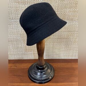 Black Angora Blend Cloche/Bucket Hat